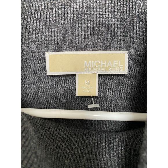 Michael Kors Womens M Dark Gray Cowl Turtleneck Longsleeve Sweater Side Ties - Picture 4 of 6